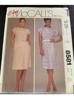 McCall's Misses Dress Shirt Skirt Sewing Pattern Size 10 8581 - Uncut